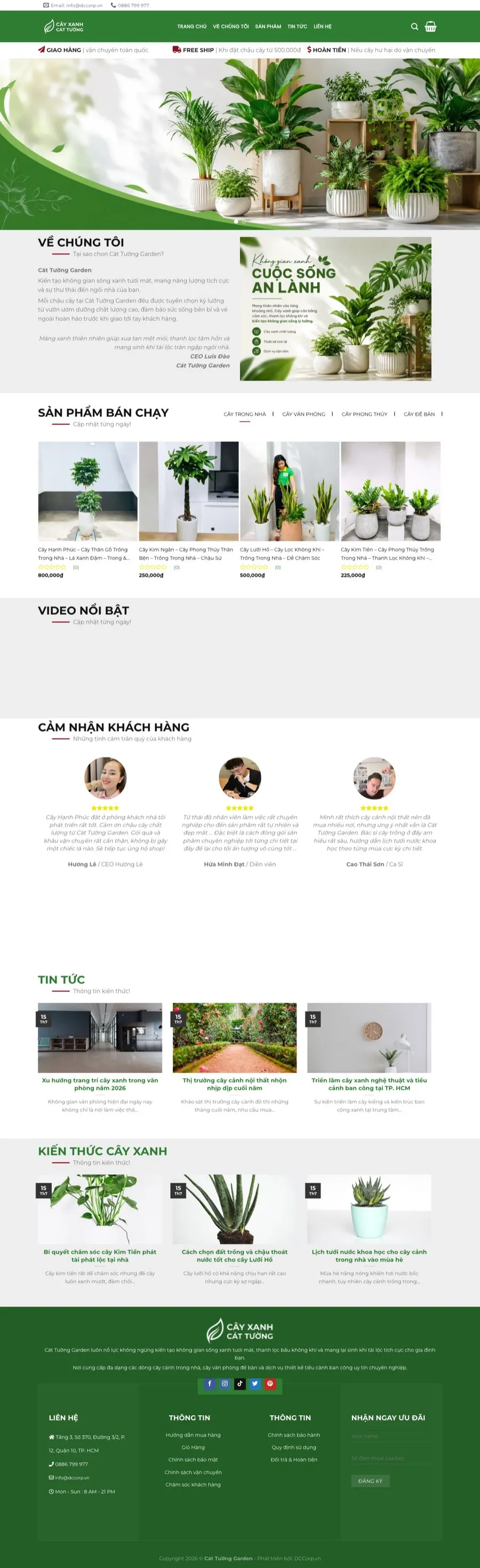 Giao diện Website Cây Cảnh - Sân Vườn (Cát Tường Garden)