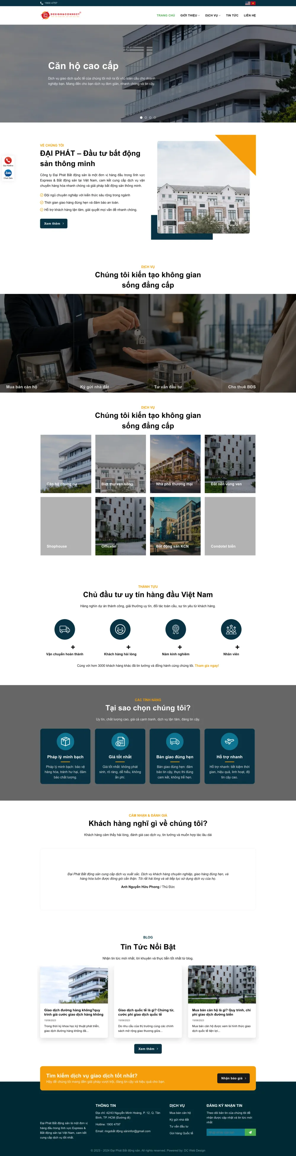 Giao diện Website Bất Động Sản