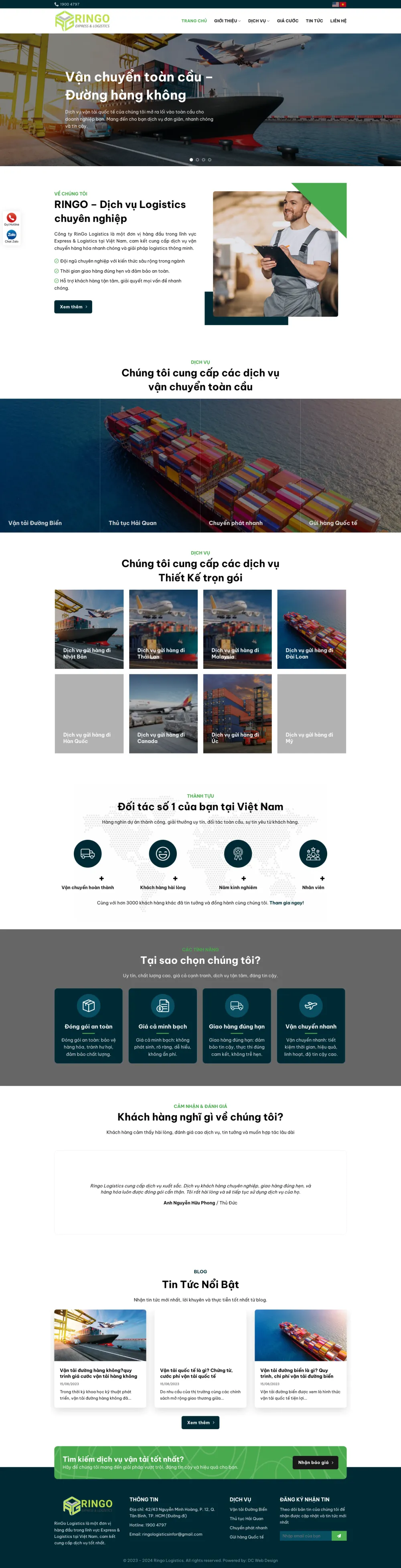 Giao diện Vận Chuyển RinGo Logistics